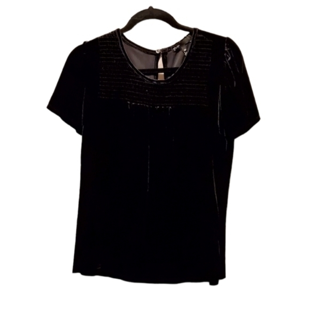 Gibson Black Super Soft Velvet Dressy Blouse XS‎ NWOT
